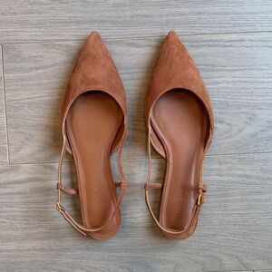 Everlane Studio Slingback Flat in Saddle Brown Suede